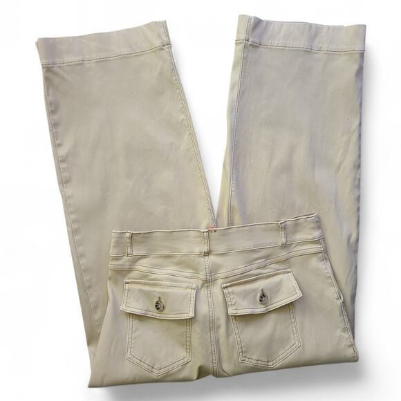 Spanx Cream Wide Leg Chino Pants XL Pull-On Stretch Front & Back Pockets - Picture 5 of 8